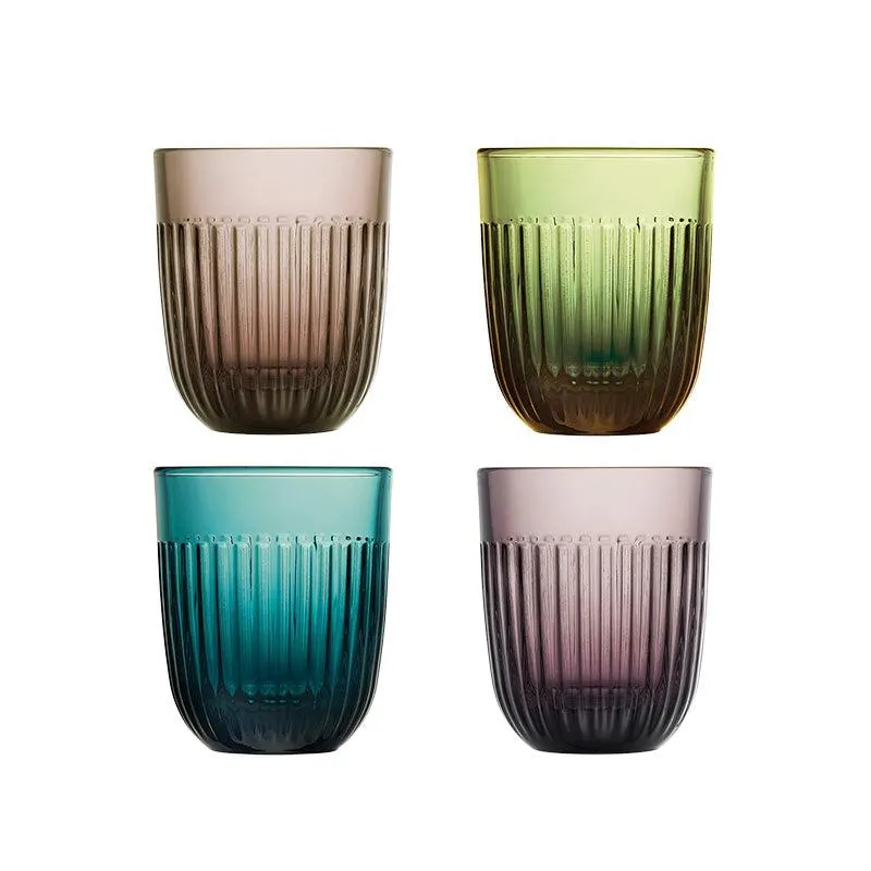 Coffret 4 gobelets multicolores en verre pressé 26 cl Ouessant La Rochère