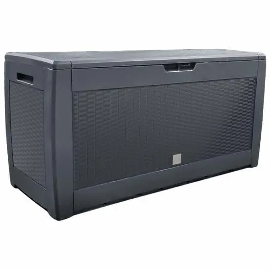 Coffre de Rangement Exterieur 310L en PP 119x48x60CM Style Polyrotin Anthracite