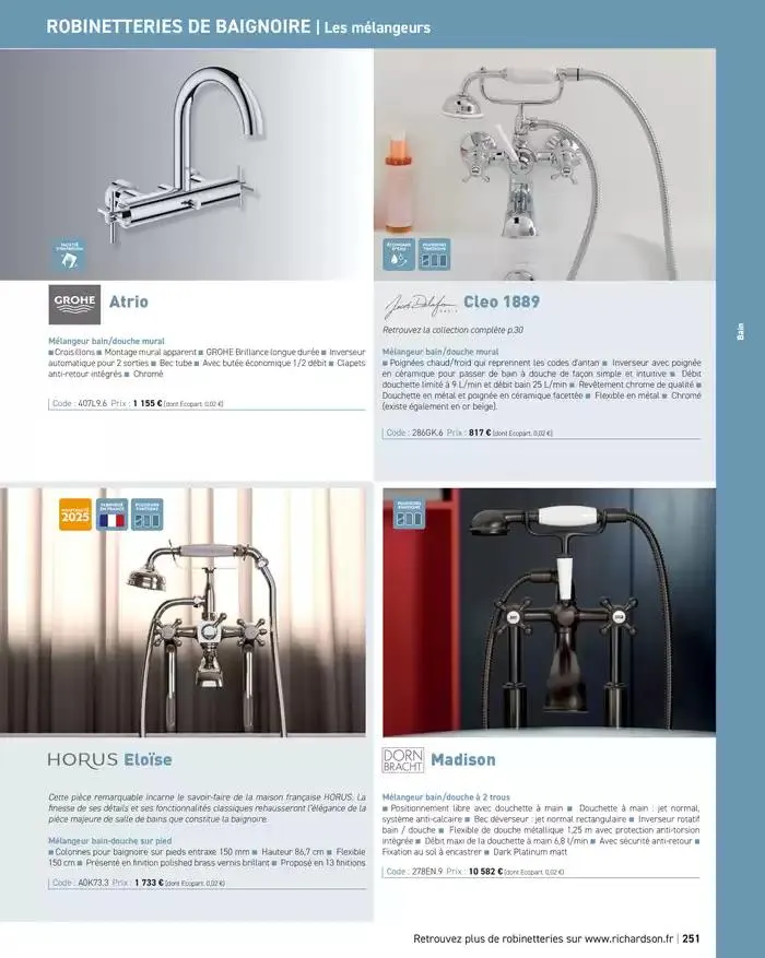 SALLE DE DE BAINS ET CARRELAGE 2025 du 11 avril au 31 décembre 2025 - Catalogue page 253