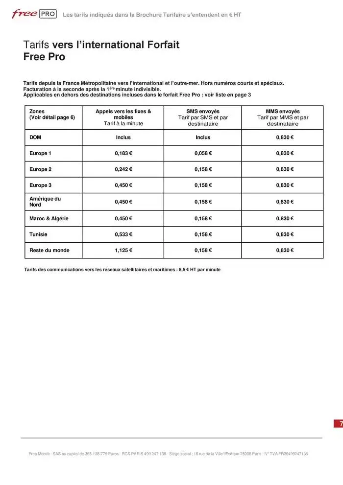 BROCHURE TARIFAIRE OFFRE MOBILE FREE PRO du 21 février au 31 décembre 2025 - Catalogue page 7