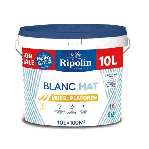 Peinture murs et plafonds Ripolin blanc mat 10L