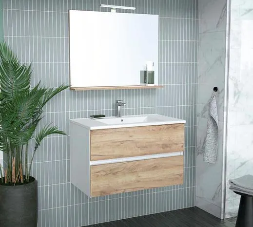 Ensemble meuble + vasque + miroir L. 80 cm "Monza"