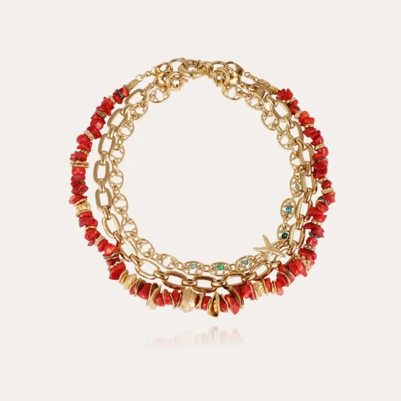 Kamae 3 rows necklace gold