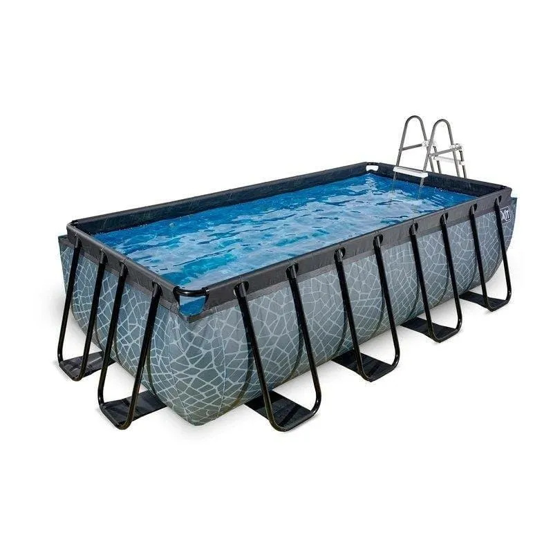Piscine Exit Stone 400x200x100cm Avec Pompe Filtrante à Sable - Grise