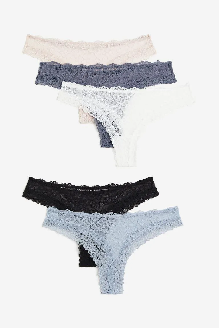 Lot de 5 culottes Brazilian en dentelle