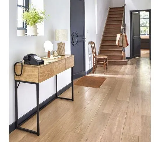 Console L.110 cm TANIA imitation chêne et noir