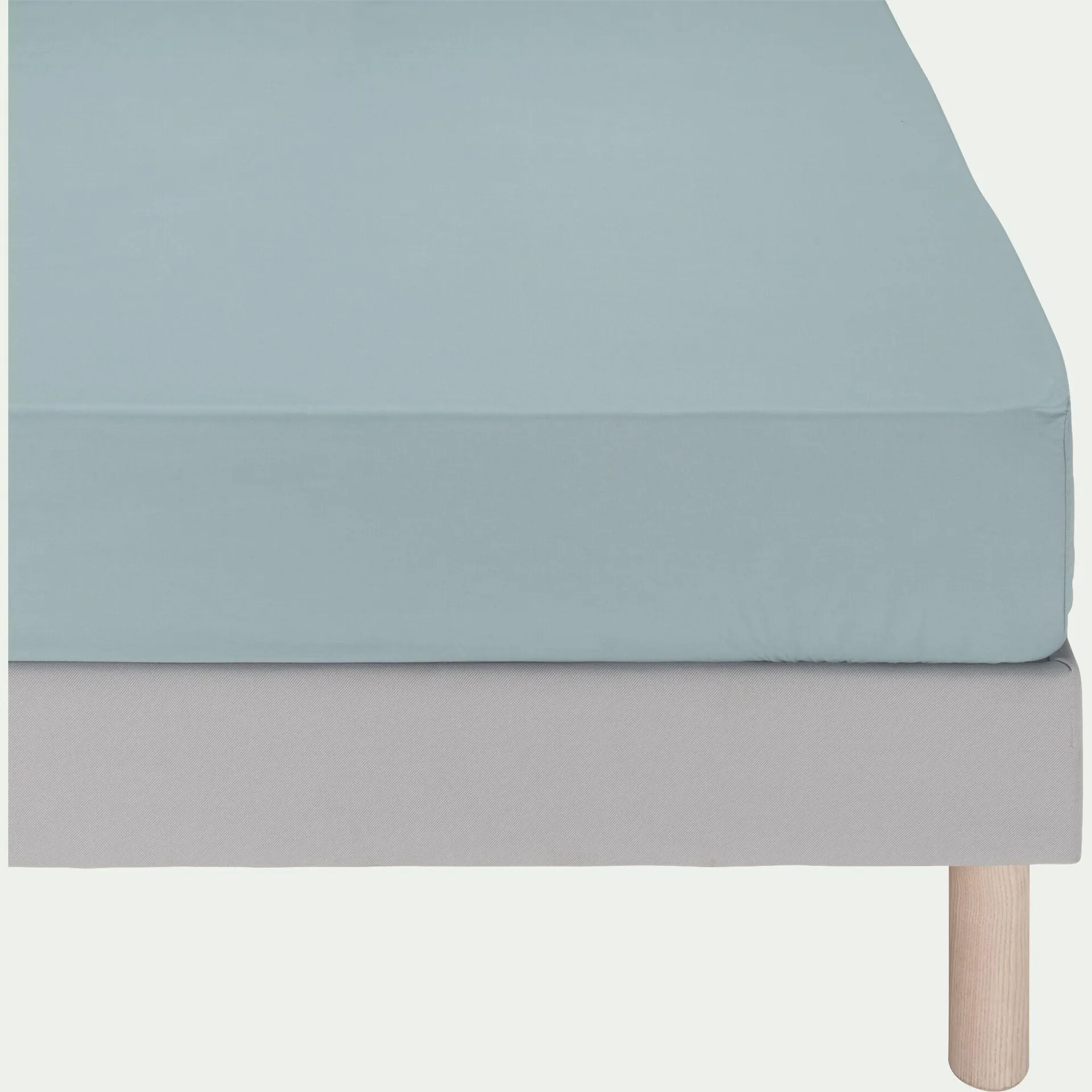 Drap housse en percale de coton 160x200cm B30cm - bleu calaluna