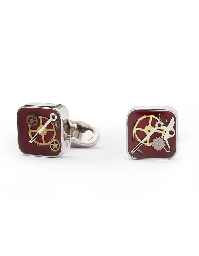 Squared Cufflinks w/Clock Gears