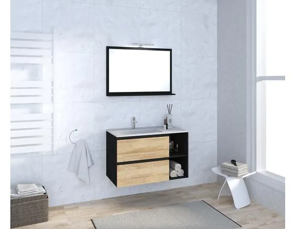 Ensemble meuble + vasque + miroir + applique LED "Hera"