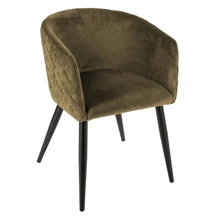 FAUTEUIL DINER VELOURS KAKI MARLO