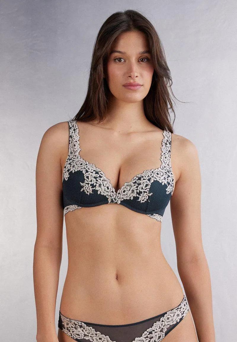GIOIA PRETTY FLOWERS - Soutien-gorge push-up - blau/intense blue/vanilla