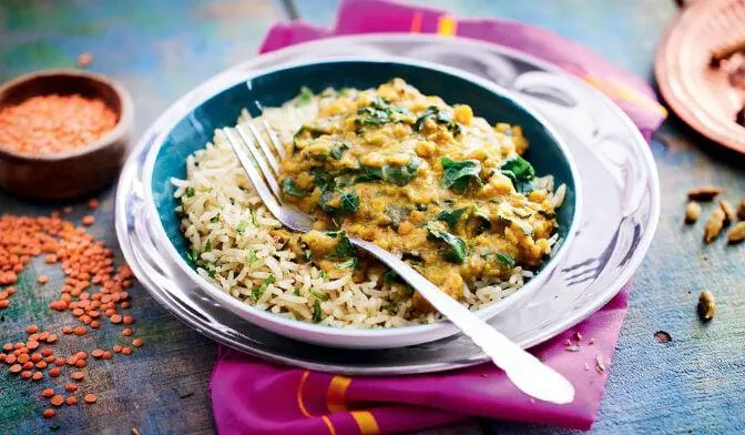 Palak Dal, lentilles épinards riz