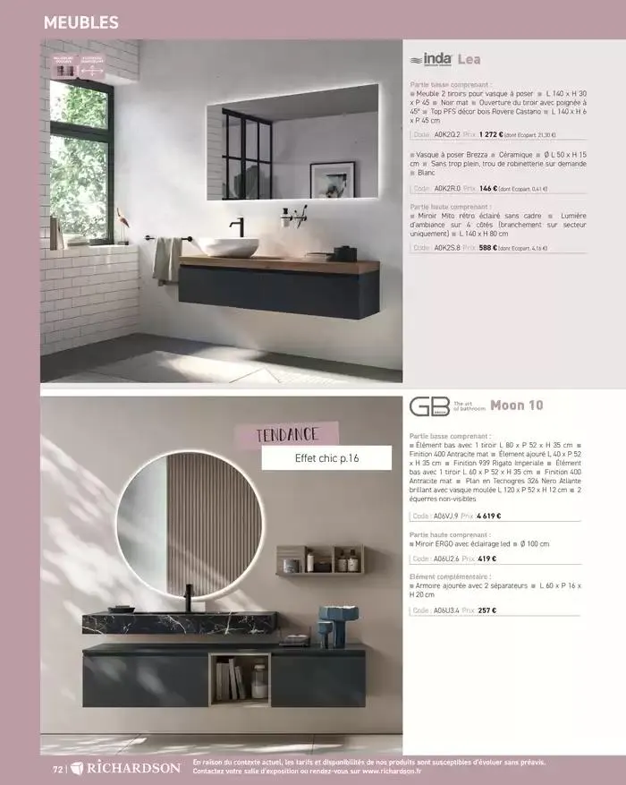 SALLE DE DE BAINS ET CARRELAGE 2025 du 11 avril au 31 décembre 2025 - Catalogue page 74