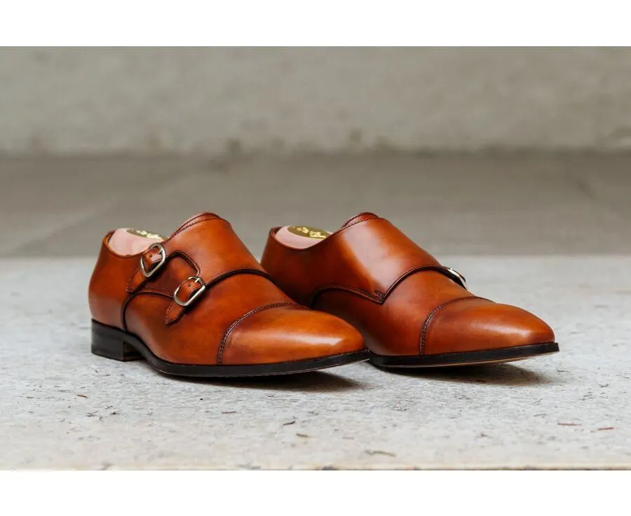 Chaussures homme double boucle Gold Patiné - CHEDINGTON