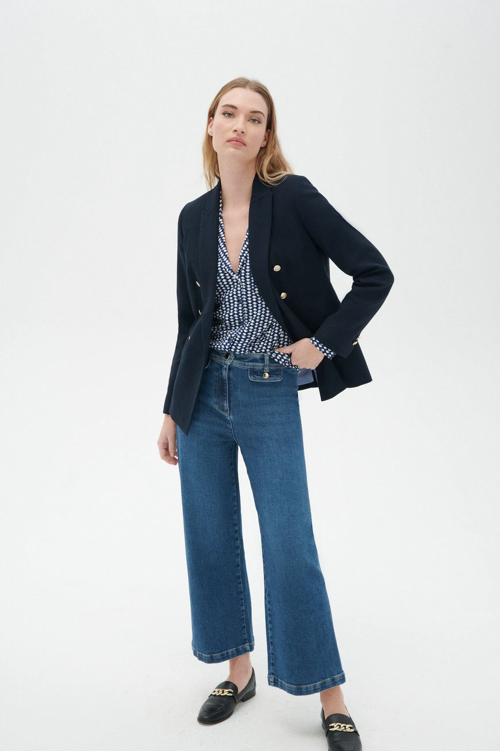 blazer maina double boutonnage bleu marine femme