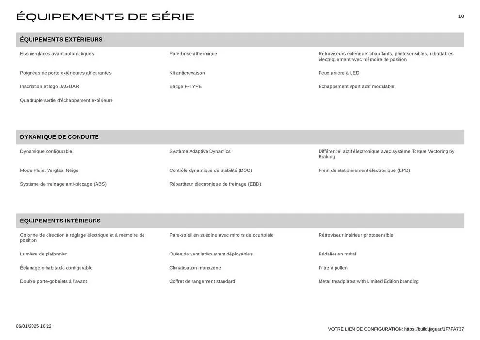 JAGUAR F-TYPE du 6 janvier au 31 décembre 2025 - Catalogue page 10