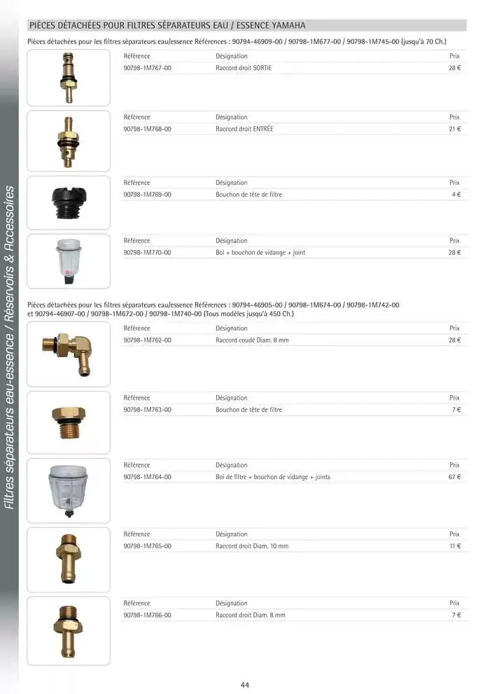 Catalogue Yamaha Marine - Accessoires Marine 2025 du 1 mars au 31 mars 2025 - Catalogue page 44