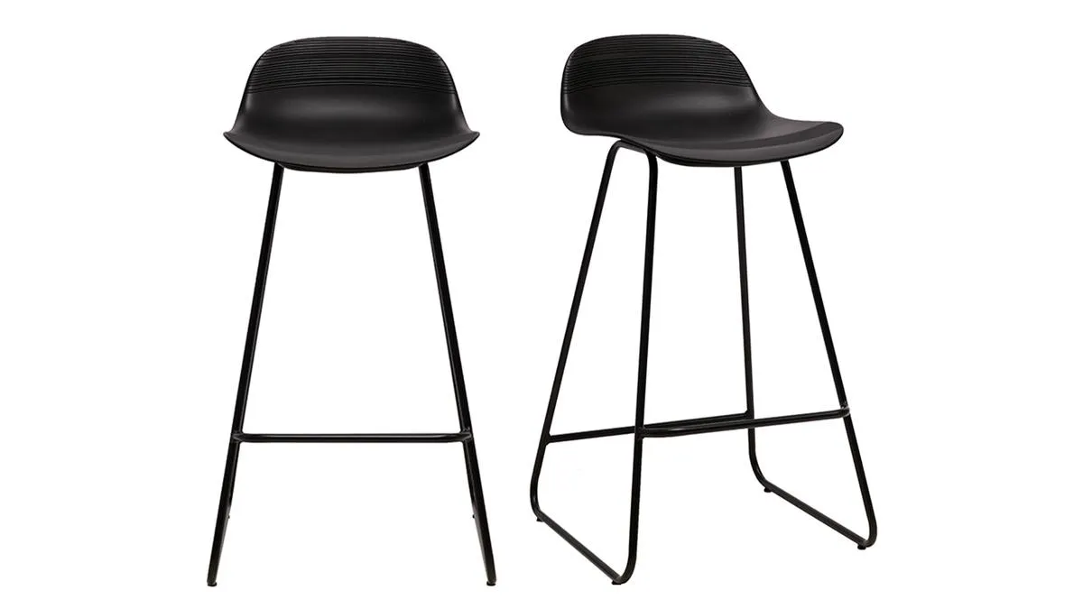 Tabourets de bar design noirs H65 cm (lot de 2) ELLA