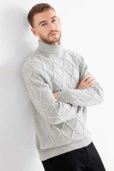 Turtleneck jumper with cashmere content - wool blend