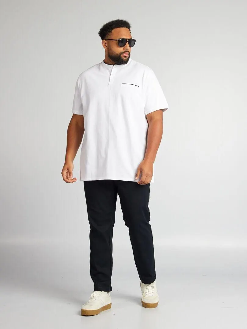 Polo de piqué de algodón con cuello - blanco