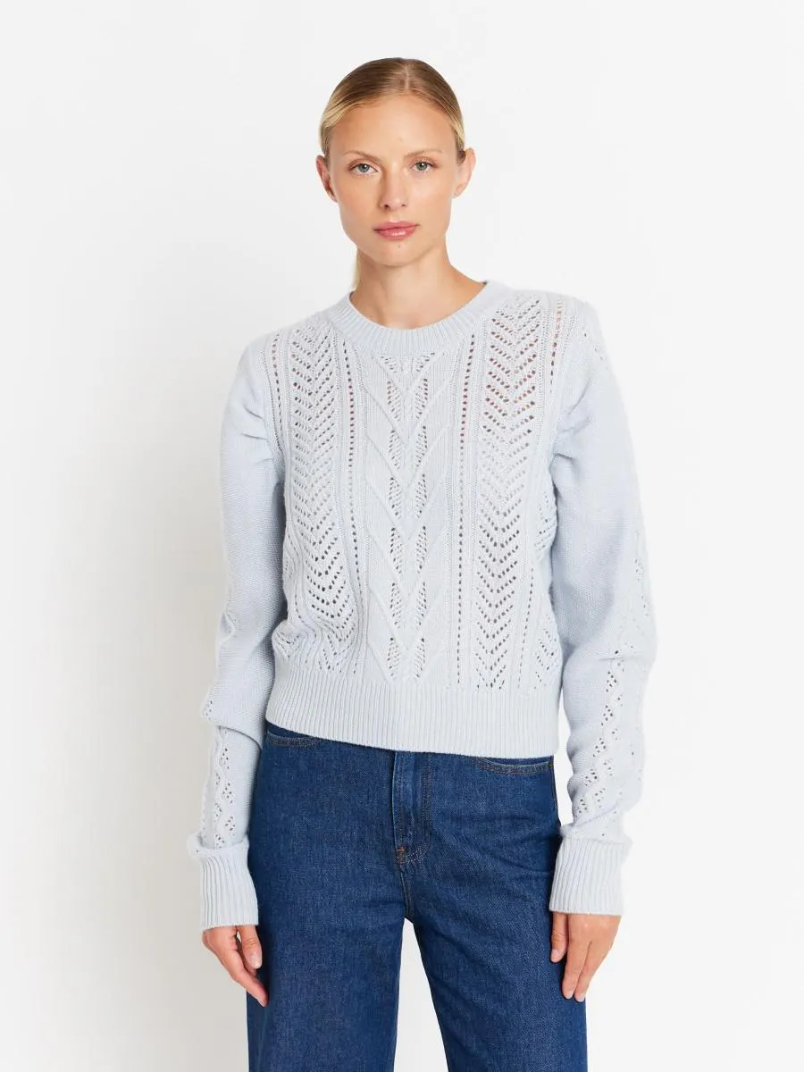 ALYZEE | Pull bleu en maille manches bouffantes