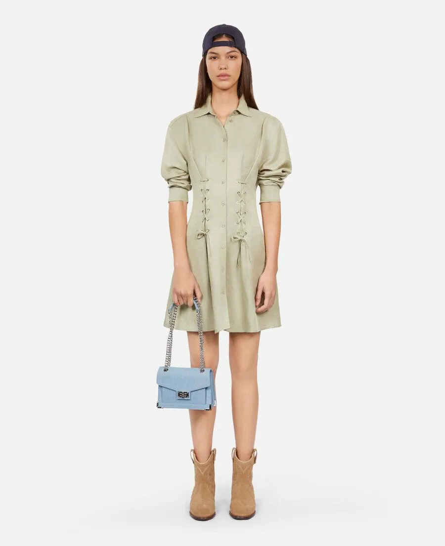 Robe courte avec laçage vert clair