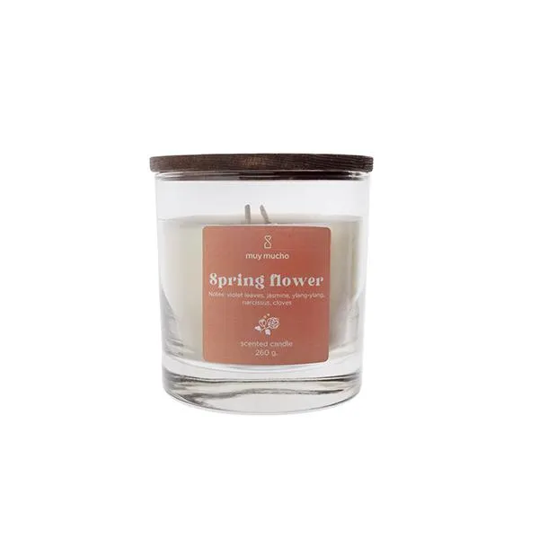 Vaso vela 2 mechas con tapa de madera