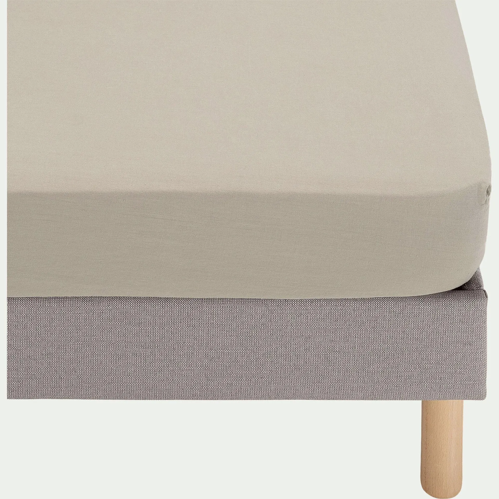 Drap housse en lin lavé 140x200cm B28cm - beige
