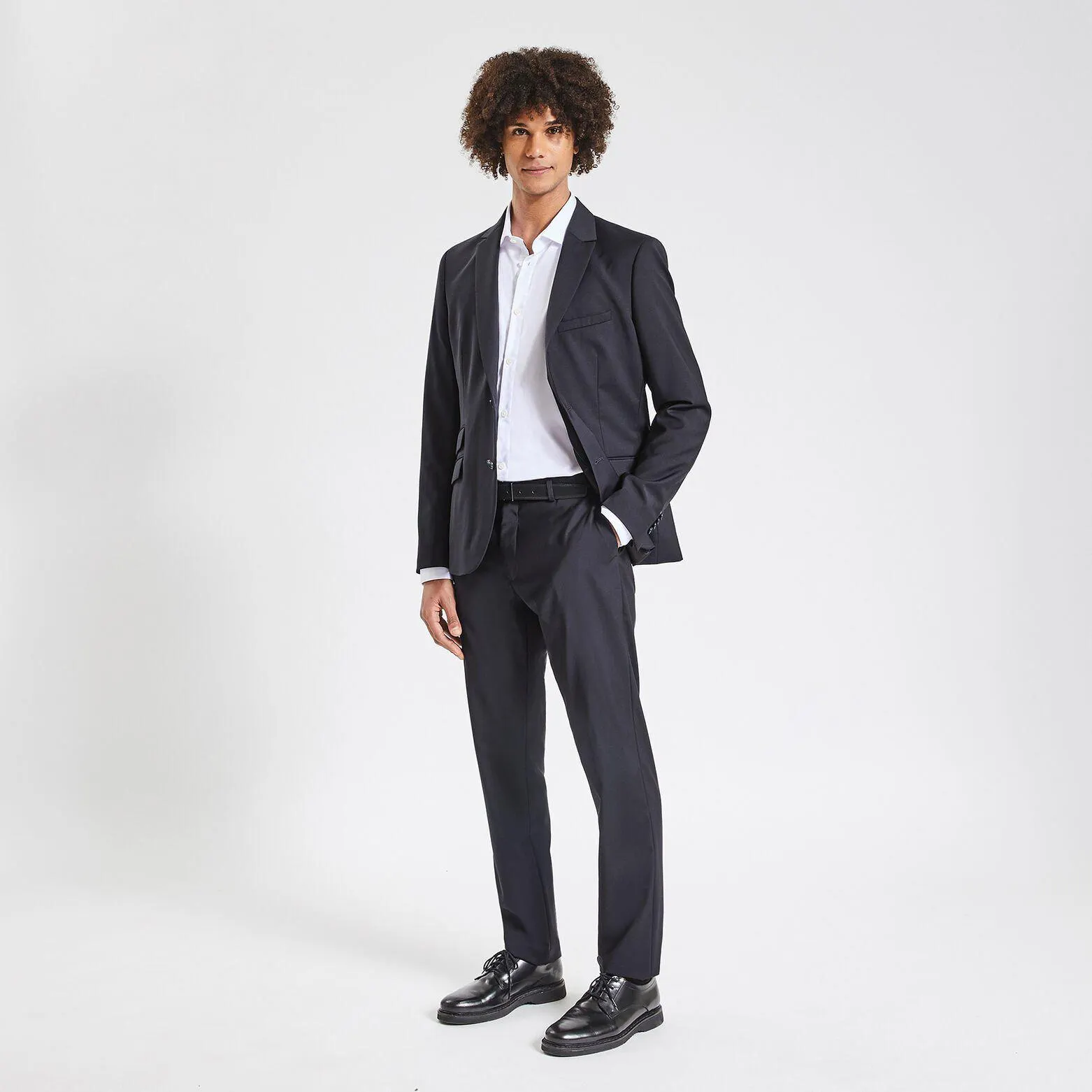 Costume 2 pièces slim en laine - Bleu