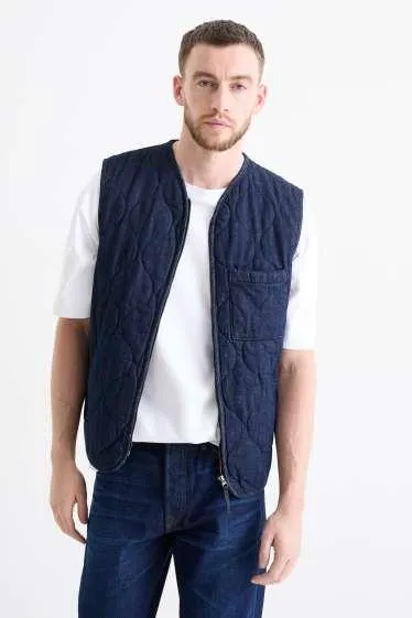 Denim quilted gilet