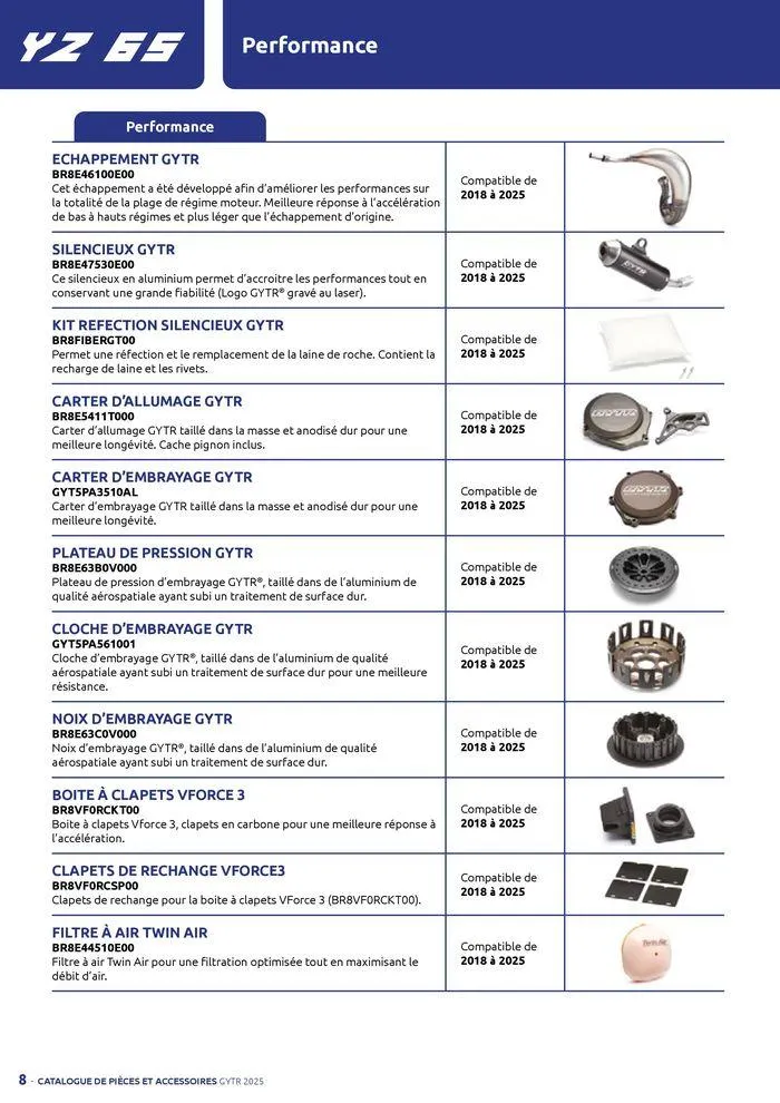 Catalogue Yamaha Motos - Accessoires GYTR Off Road du 23 septembre au 30 avril 2025 - Catalogue page 8