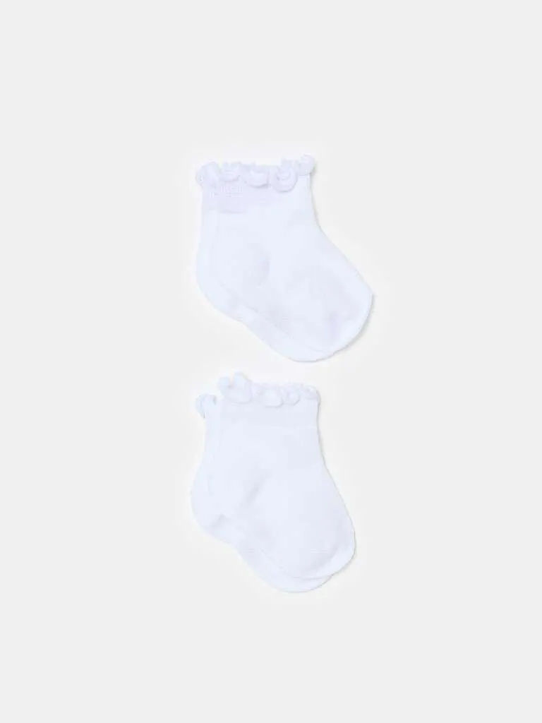 Two-pair pack short socks with wavy hem Blanc optique