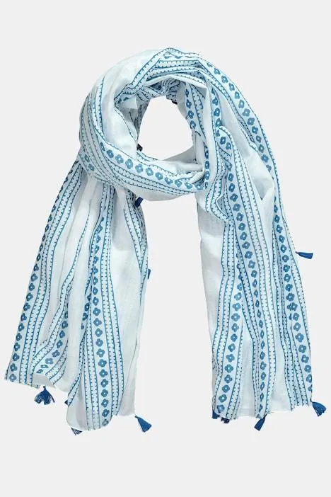 Foulard à rayures et pompons