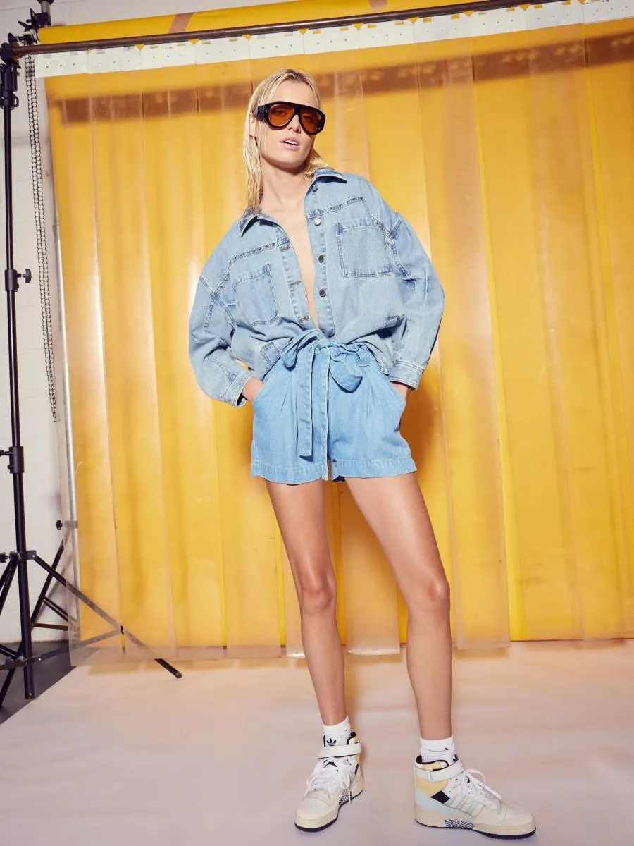 SOLARE | Short en jean taille haute