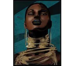 Toile portrait collier 48x68 Maya Bleu