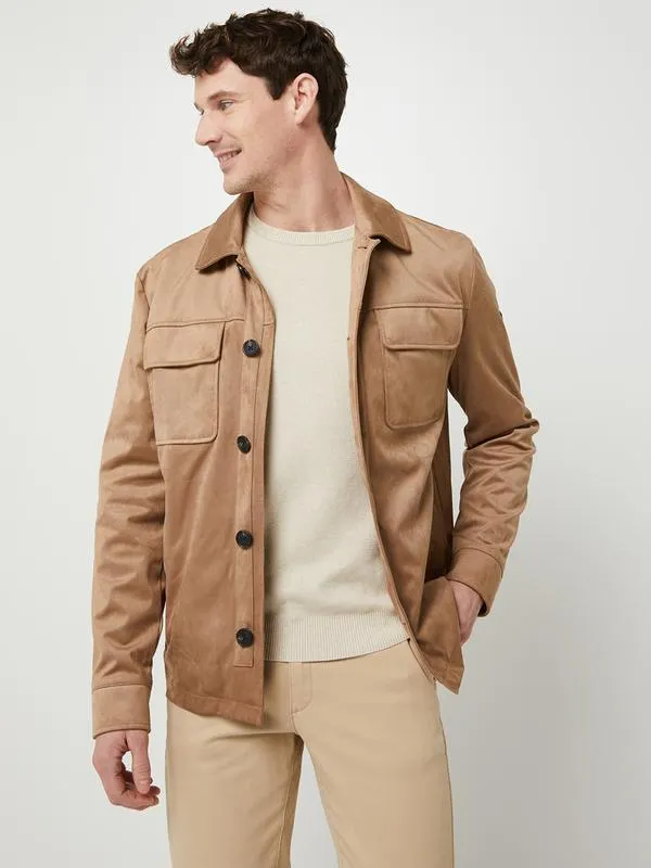 Veste En Suédine Inspiration Surchemise - Beige