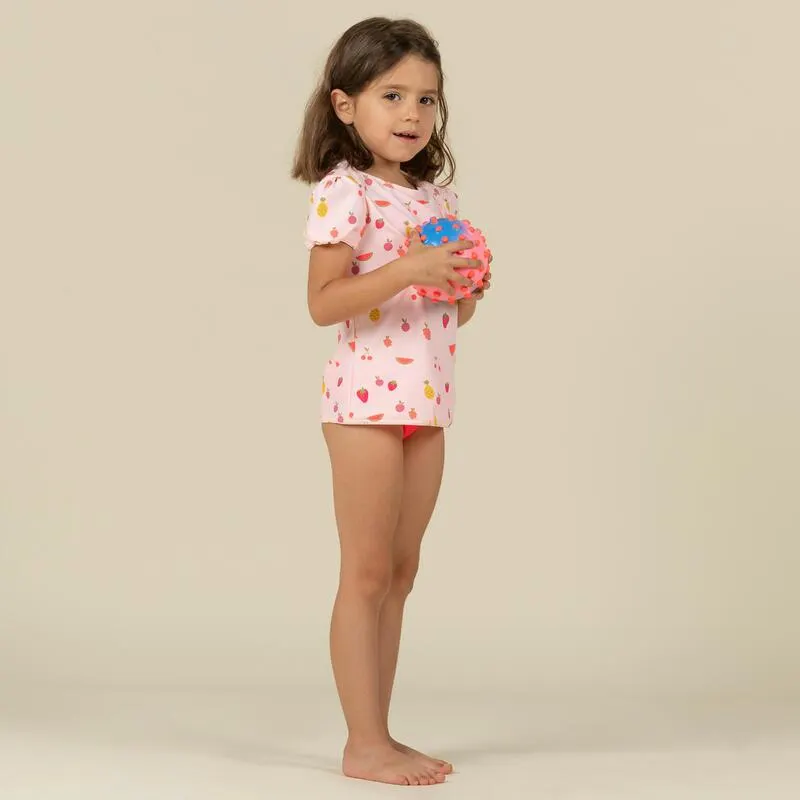 Haut de maillot de bain bébé fille tankini rose foncé imprimé fruits