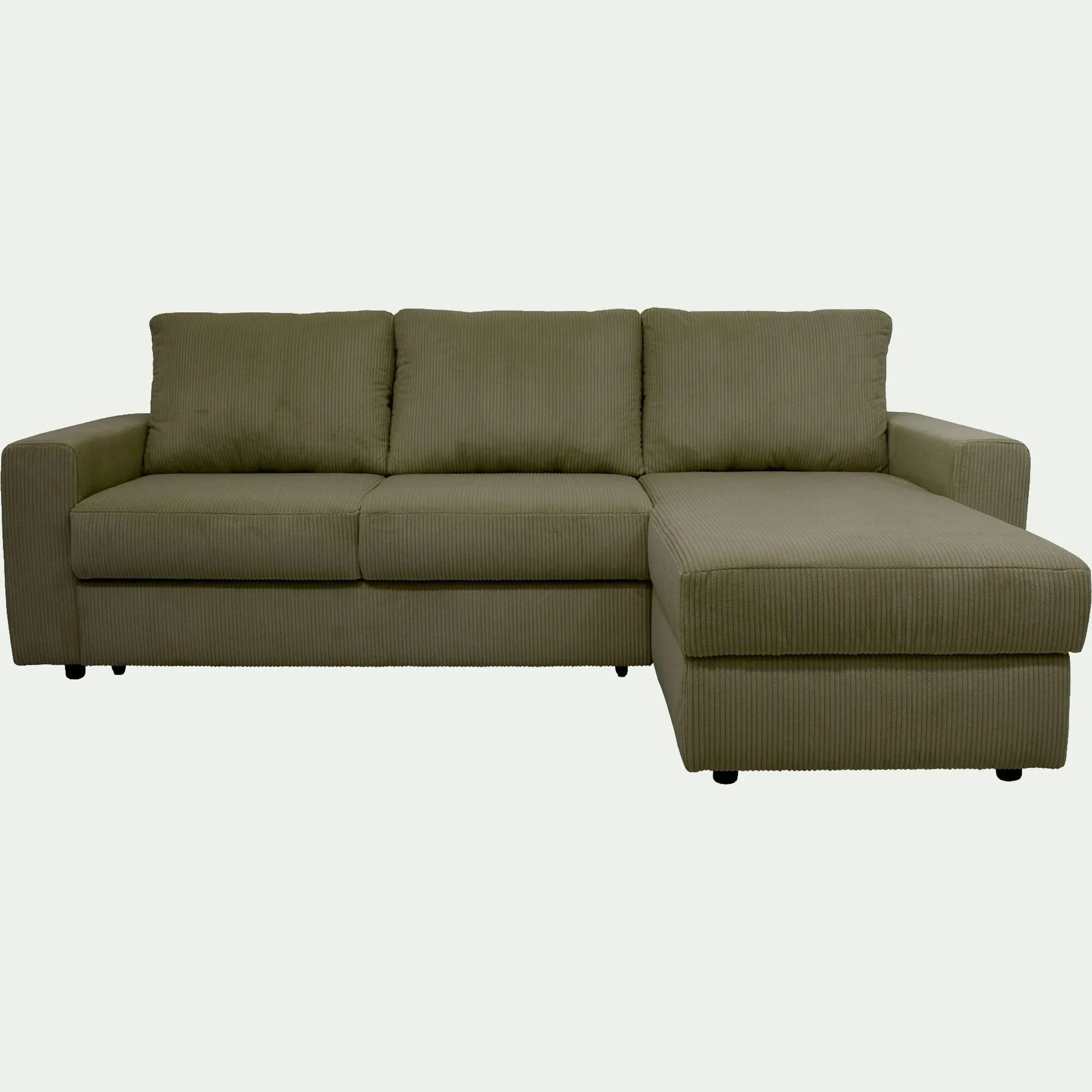 Canapé d'angle réversible convertible en velours côtelé - vert cèdre