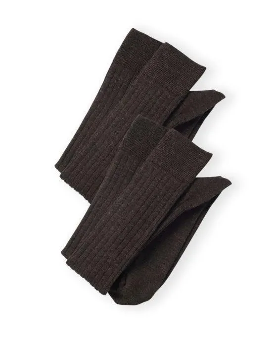 Lot de 2 paires de mi-bas mélange laine Mérinos côte Derby