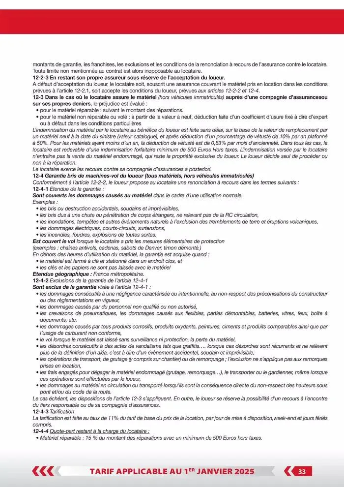 Tarifs particuliers du 3 janvier au 31 décembre 2025 - Catalogue page 35