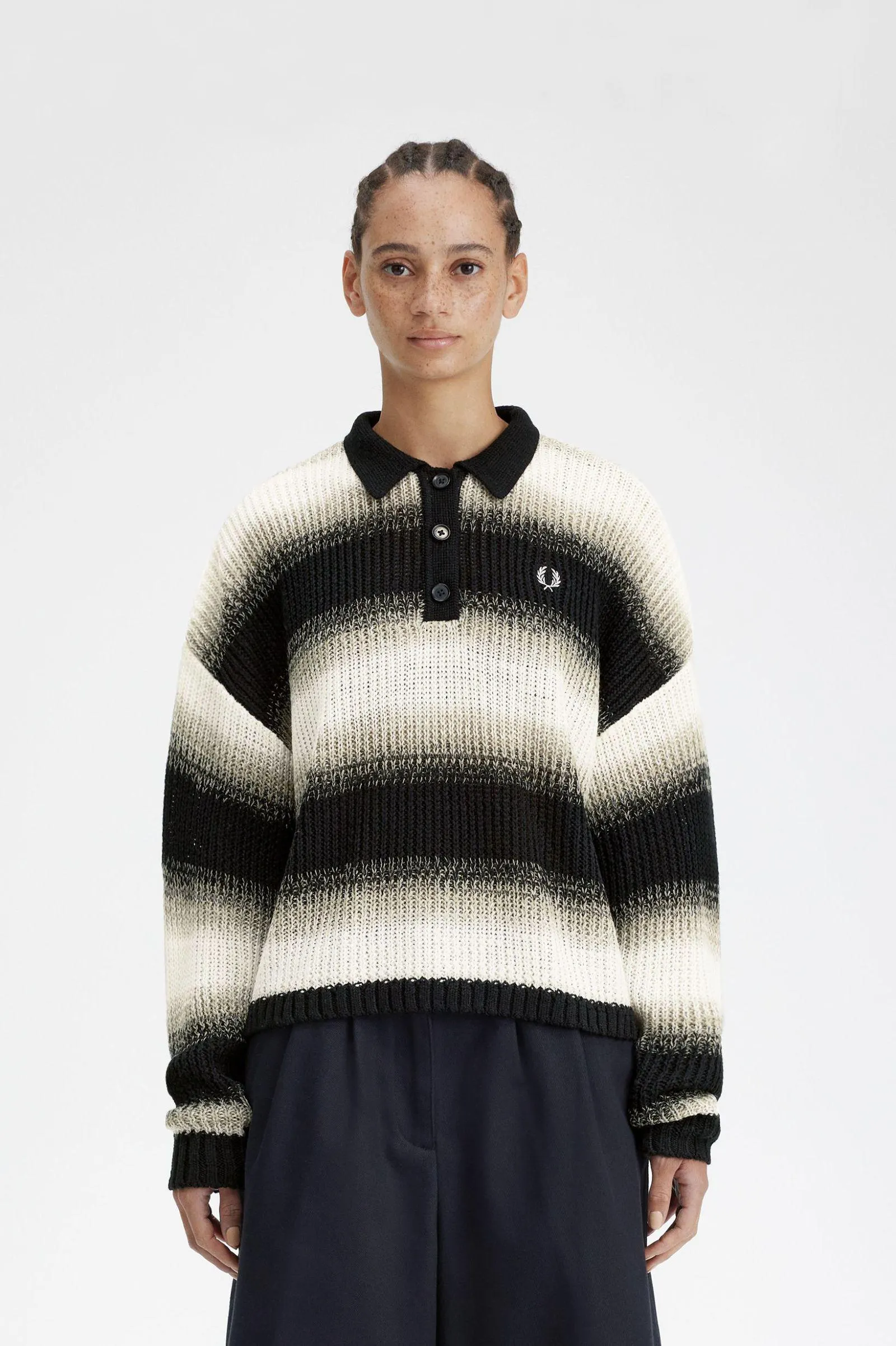 Chemise rayée en maille ouverte