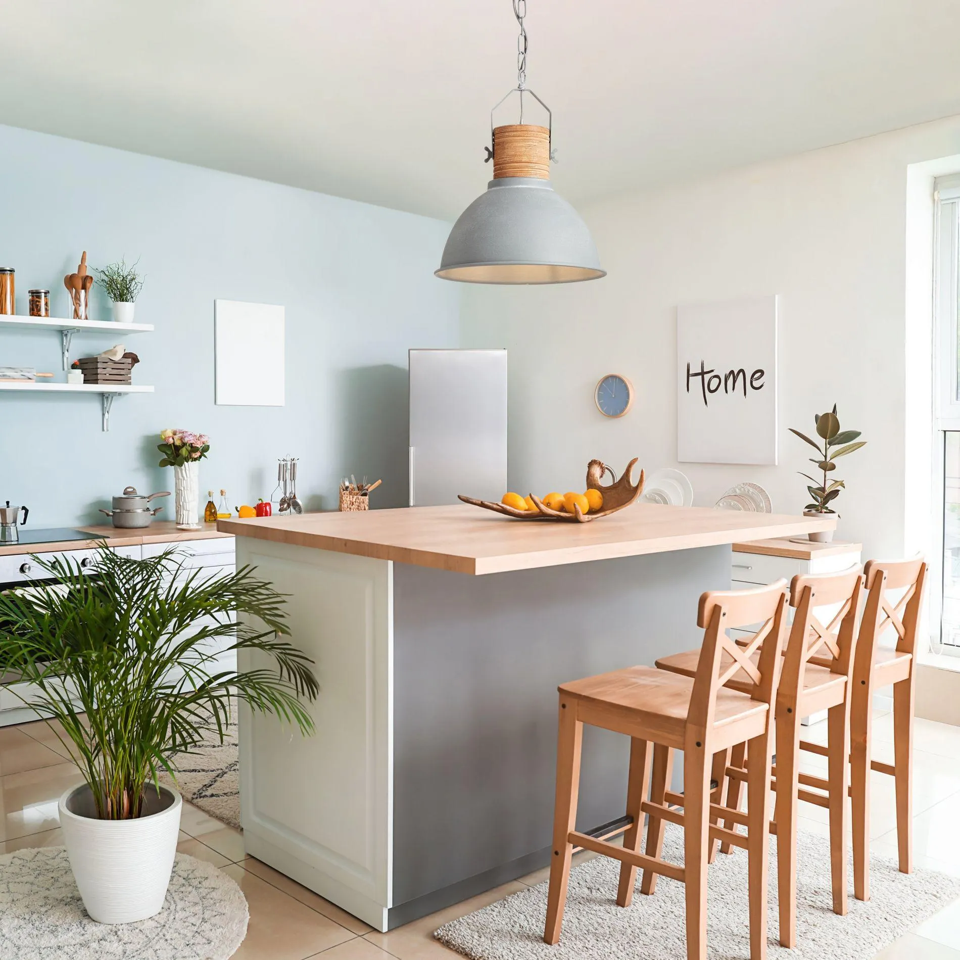 Suspension FRIEDA en métal gris style béton