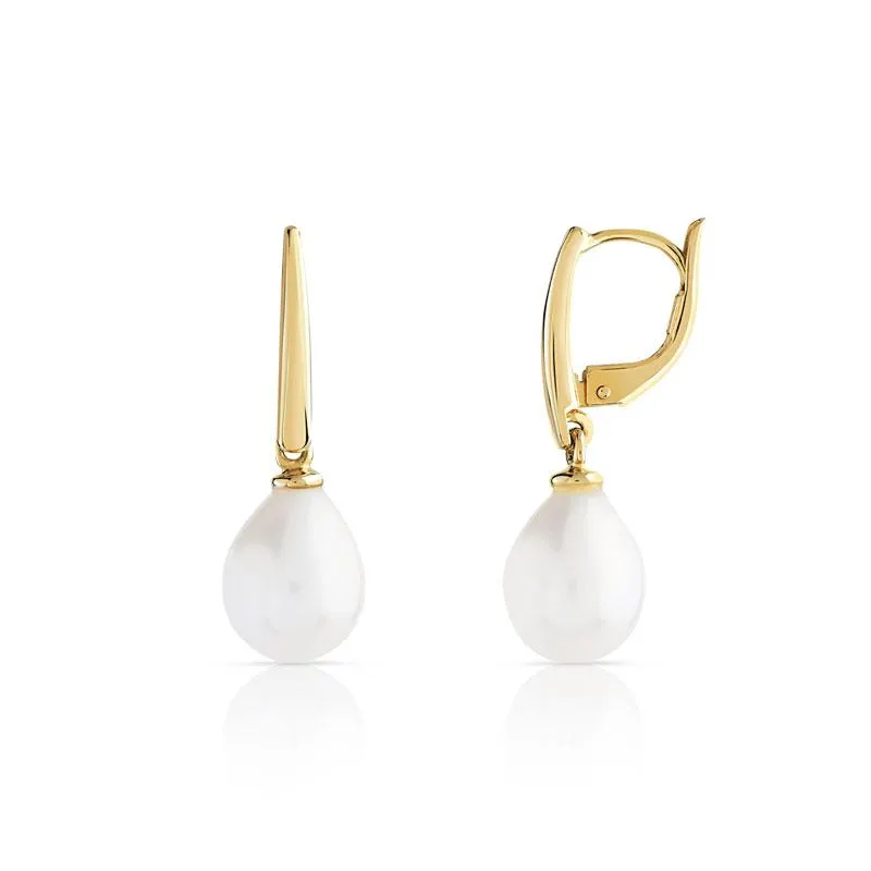 Boucles d'oreilles or 375 jaune dormeuses perles de culture de Chine