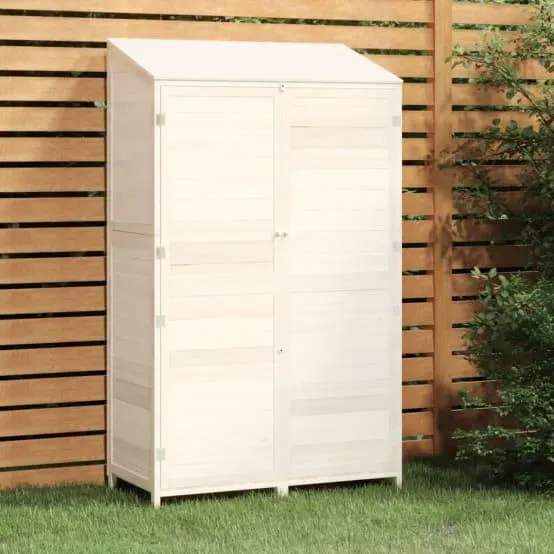 Grande armoire de jardin bois sapin massif rangement Blanc 102x52x175cm – ComfortXL Outdoor Living