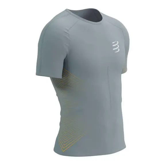 T-shirt Compressport Performance manche courte gris métal orange
