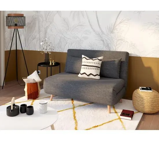 Canapé 2 places convertible IGLOO tissu gris