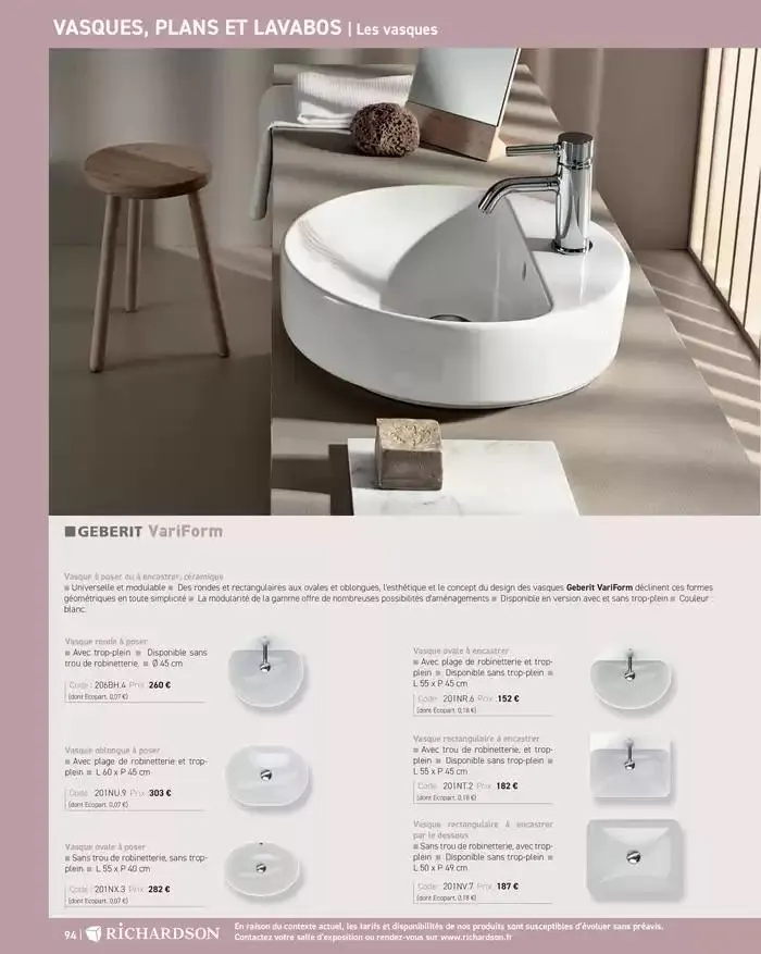 SALLE DE DE BAINS ET CARRELAGE 2025 du 11 avril au 31 décembre 2025 - Catalogue page 96