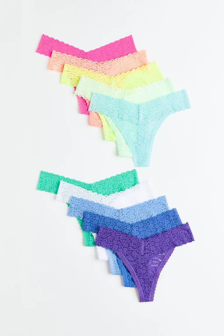 Lot de 10 culottes Thong en dentelle