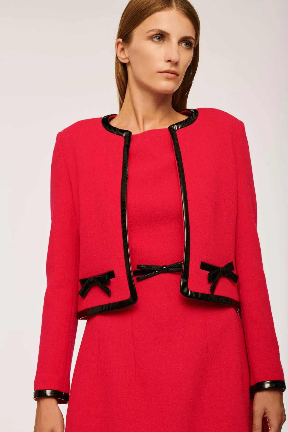 Veste en crêpe de laine et vinyle