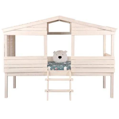 Lit cabane 90x200 cm avec sommier WILLY en pin massif